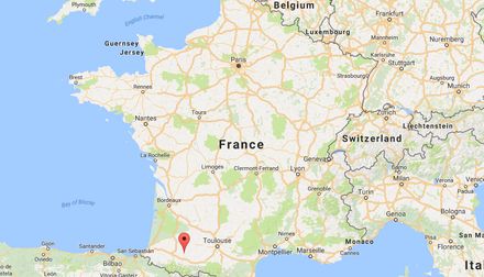 Carte de France montrant l'emplacement du lycée. Le marqueur est proche de la frontière sud-ouest, près de Toulouse.